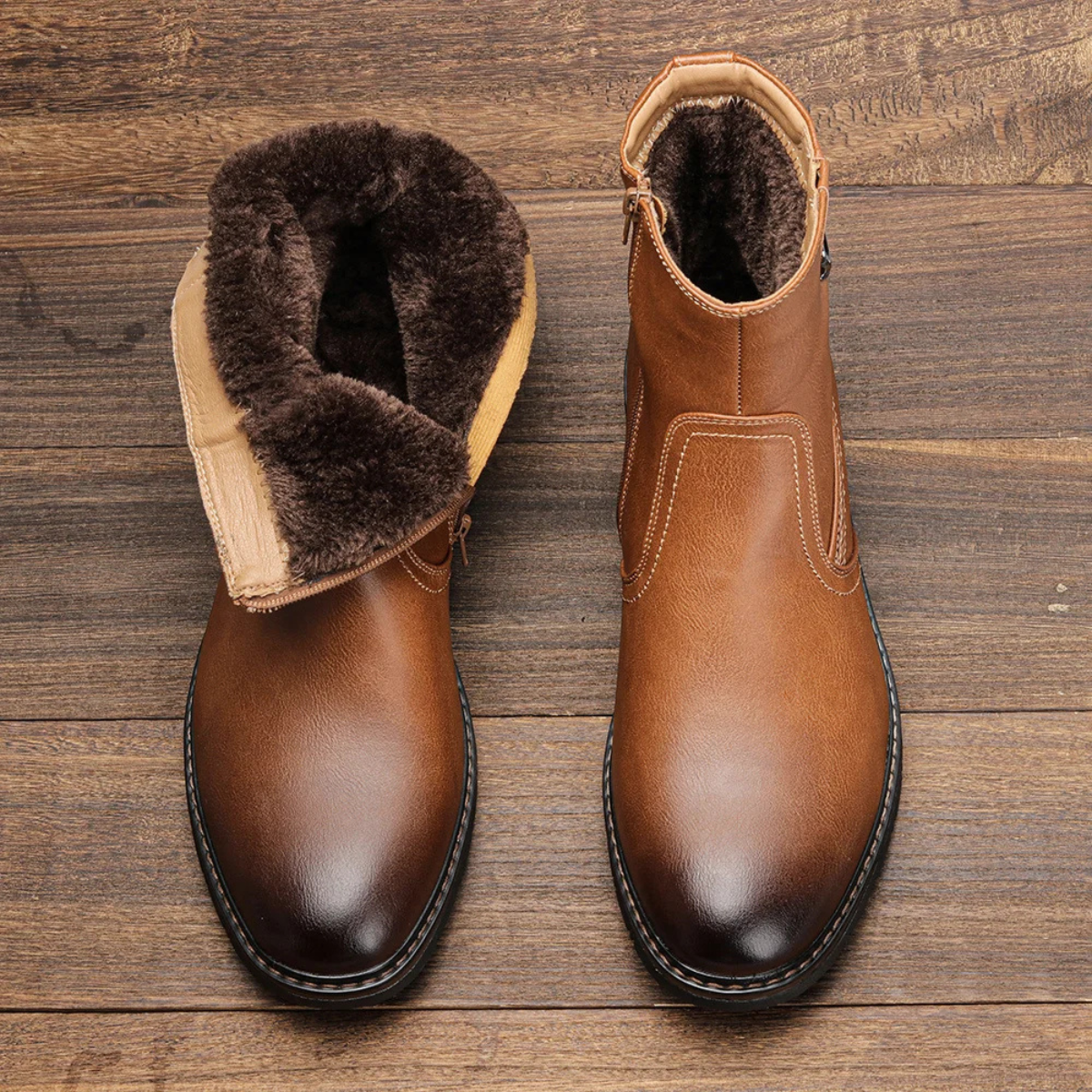 The Parioli Men’s Vintage Warm Leather Fur Lined Ankle Boots