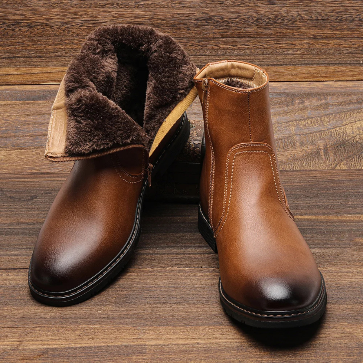 The Parioli Men’s Vintage Warm Leather Fur Lined Ankle Boots