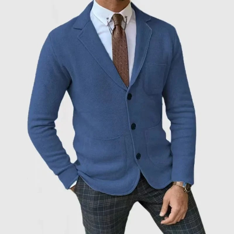 Ivano | Men's Slim Fit Cardigan with Reversed Collar and Button Details