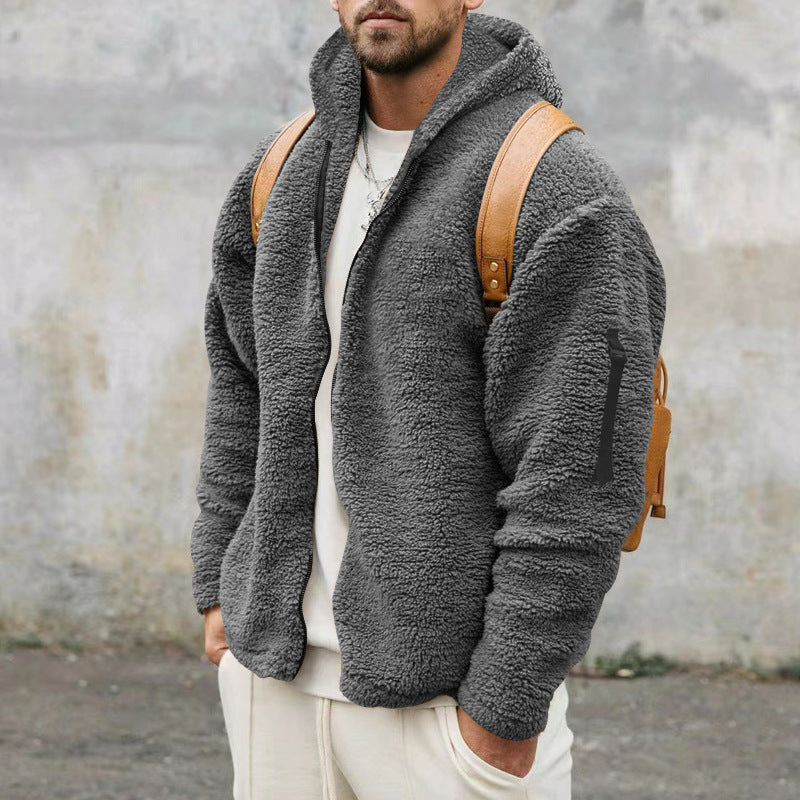 Melvin | Men’s Fleece Teddy Jacket with Hood and Full Zip