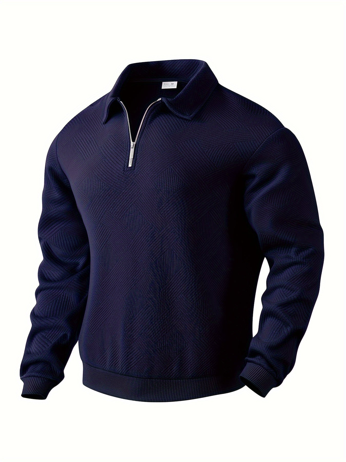 Heiko | Men's Textured Fabric Zipped Neckline Turn Down Collar Casual Sweater