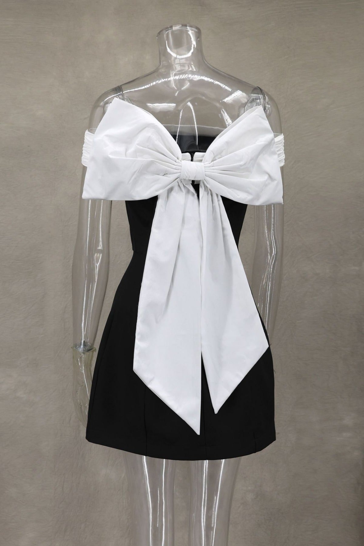 Seliora | Women’s Two-Tone Off-Shoulder Mini Party Dress with Statement Back Bow