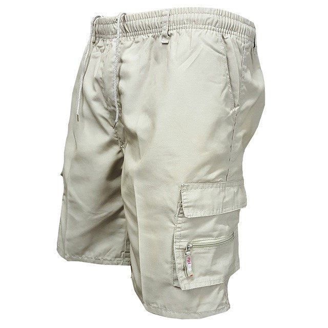 Clive | Men’s Solid Colour Cargo Shorts with Zip Pockets and Drawstring Waist