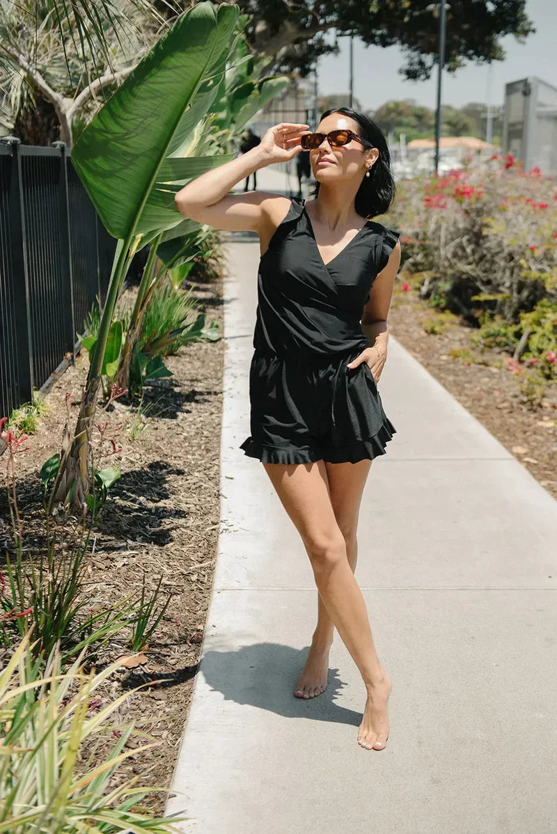Giselle | Women's Solid Colour Swimsuit Romper with Integrated Bra | Comfortable & Supportive Swimwear