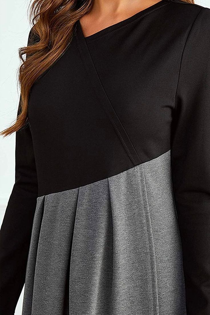 Eleonore | Women's Elegant Asymmetrical Two-Tone Maxi Dress with Long Sleeves