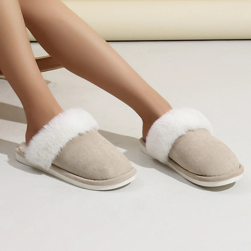 Xanthia | Women's Plush-Lined Winter Slippers with Closed Toe & Faux Fur Details