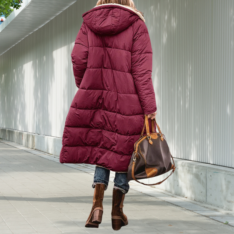 Regina | Women’s Long Padded Winter Coat with Hood & Fleece Lining