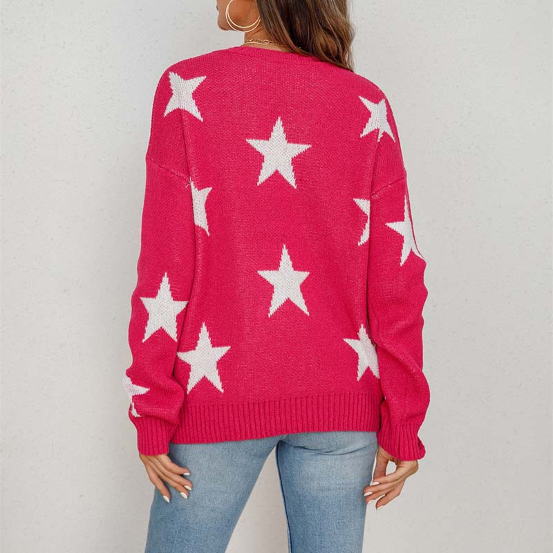 Perilora | Women’s Star Design Knitted Sweater – Modern & Comfortable