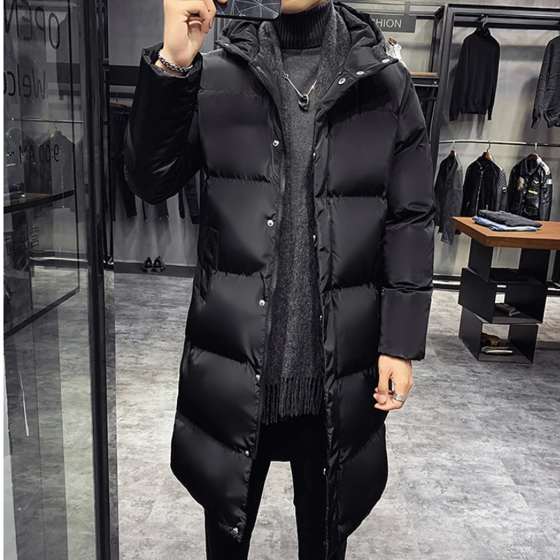 Fritz | Men's Long Quilted Winter Coat – Waterproof, Black with Side Pockets