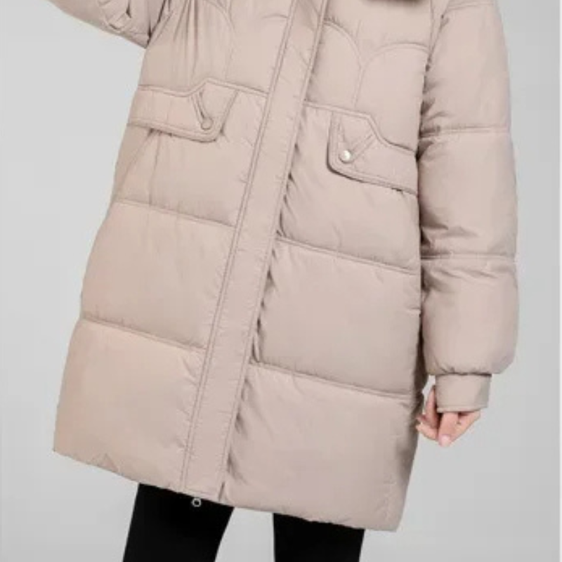 Elisa | Women's Quilted Parka Winter Jacket with Stand Collar and Removable Hood