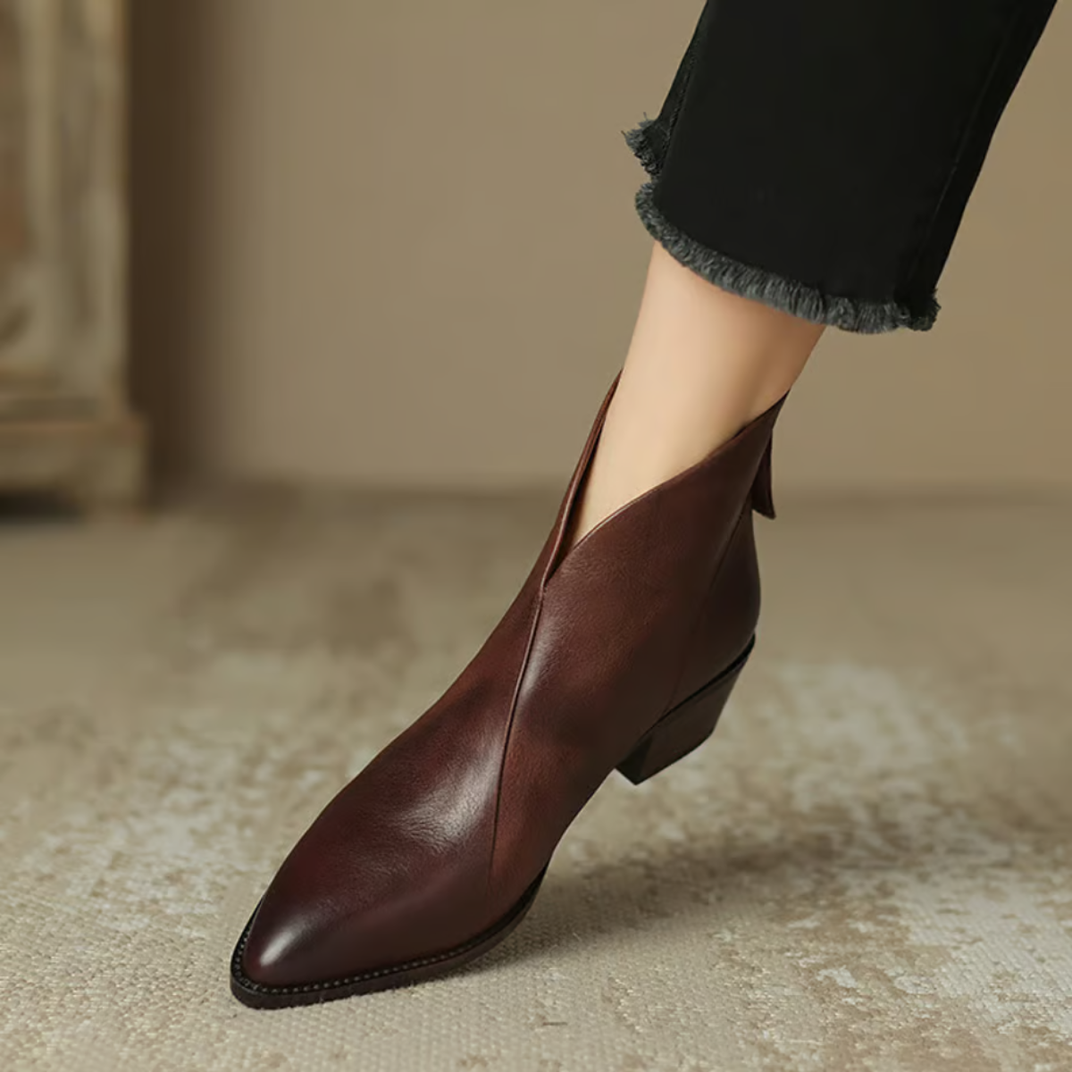 Valina | Women's Classic Pointed Toe Ankle Boots with Block Heel – Stylish & Comfortable Footwear