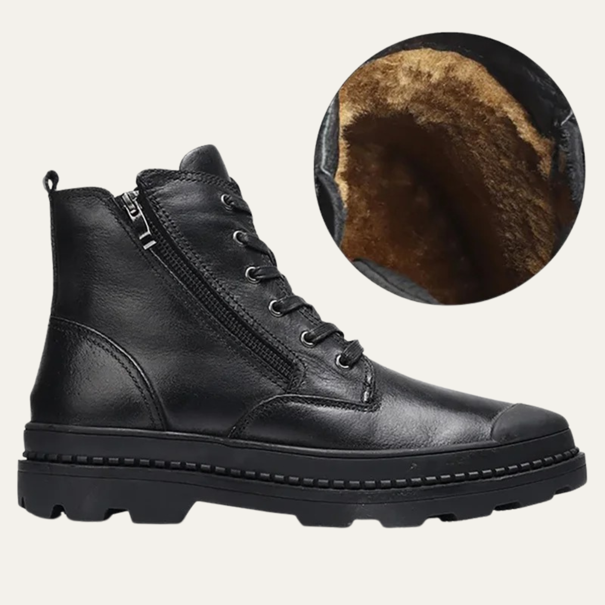 The Corvara Men’s Warm Fur Lined Leather Winter Ankle Boots