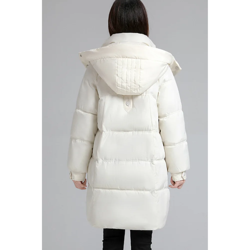 Melina | Women's Padded Long Winter Coat with Hood and Zipper