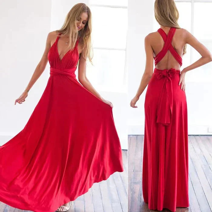 Belinda | Women's Solid Colour Wrap Maxi Dress with Customisable Style
