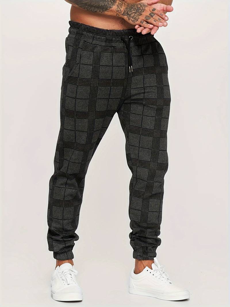 Charles | Men’s Jogging Trousers with Check Pattern & Drawstring Waist