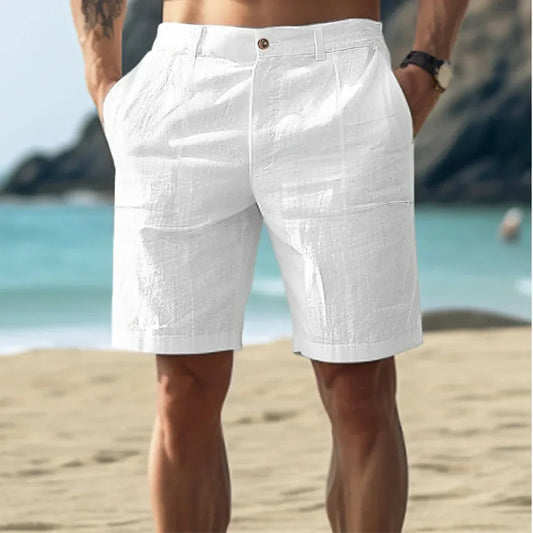 Rowelin | Men’s Tailored Linen Shorts – Lightweight Summer Comfort in Solid Colours