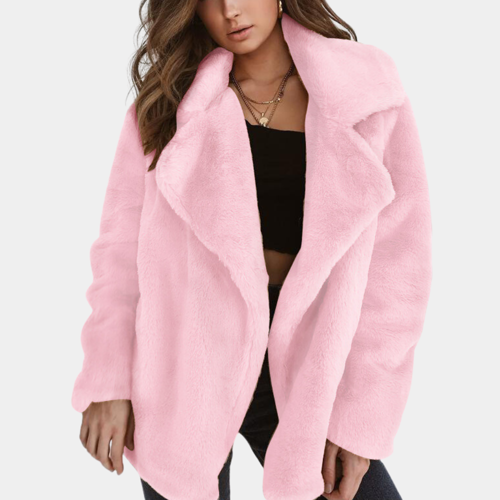 Audrey | Women's Solid Colour Teddy Coat with Lapel Collar