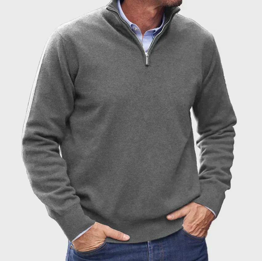 Kuno | Men's Premium Cashmere Sweater with Zip Collar – Stylish and Comfortable Design