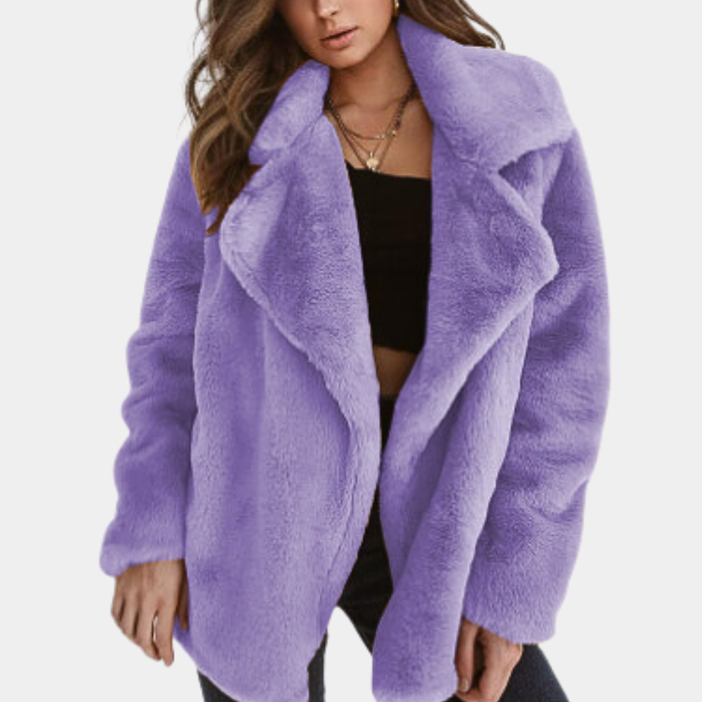 Audrey | Women's Solid Colour Teddy Coat with Lapel Collar