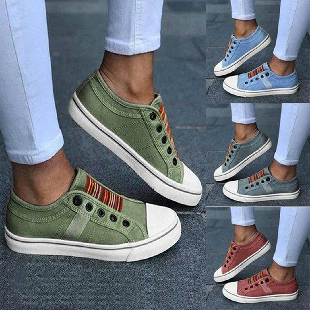 Wiebke | Women's Stylish Low-Cut Canvas Sneakers – Comfortable Everyday Footwear