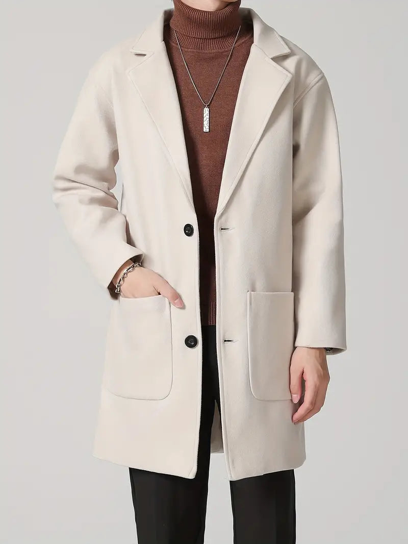 Rickie | Stylish Men’s Coat in Apricot with Large Pockets and Notch Collar