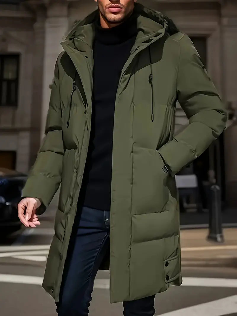 Emmerich | Men's Padded Long Winter Coat with Hood – Comfortable, Warm, and Stylish Outerwear for Cold Weather