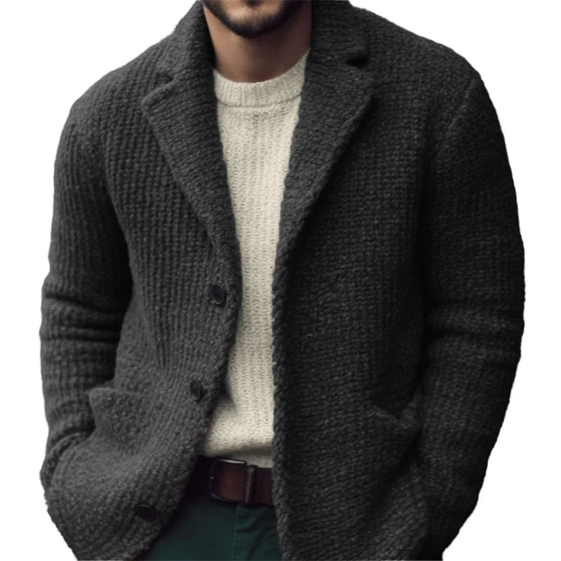 Malcolm | Men’s Solid Colour Cardigan in Soft Knit with Button Closure & Regular Fit