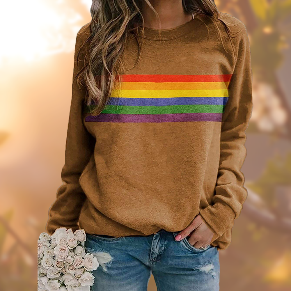 Chelsea | Women’s Round Neck Cotton Sweatshirt with Rainbow Print
