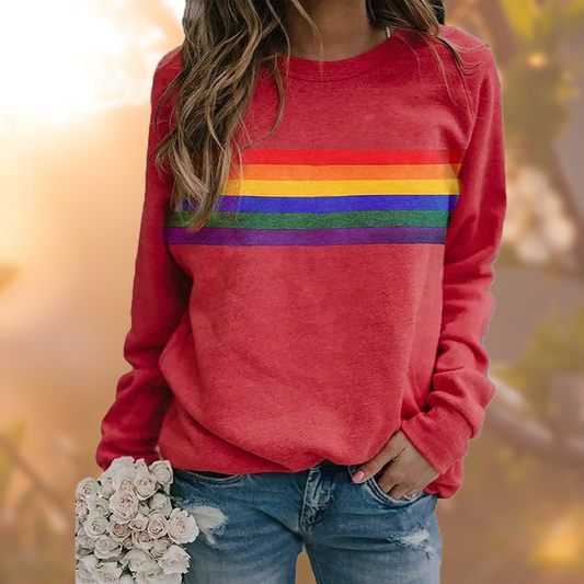 Chelsea | Women’s Round Neck Cotton Sweatshirt with Rainbow Print