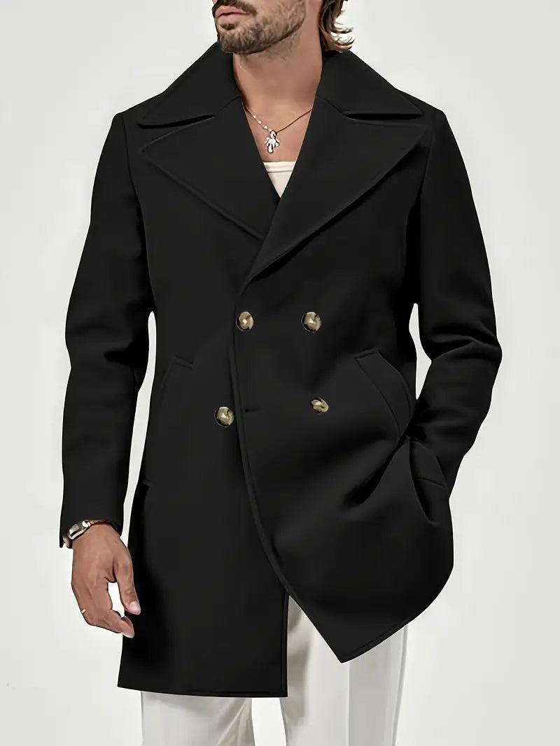 Hanno | Men's Double-Breasted Coat with Reversed Collar – Classic Elegance for Every Occasion