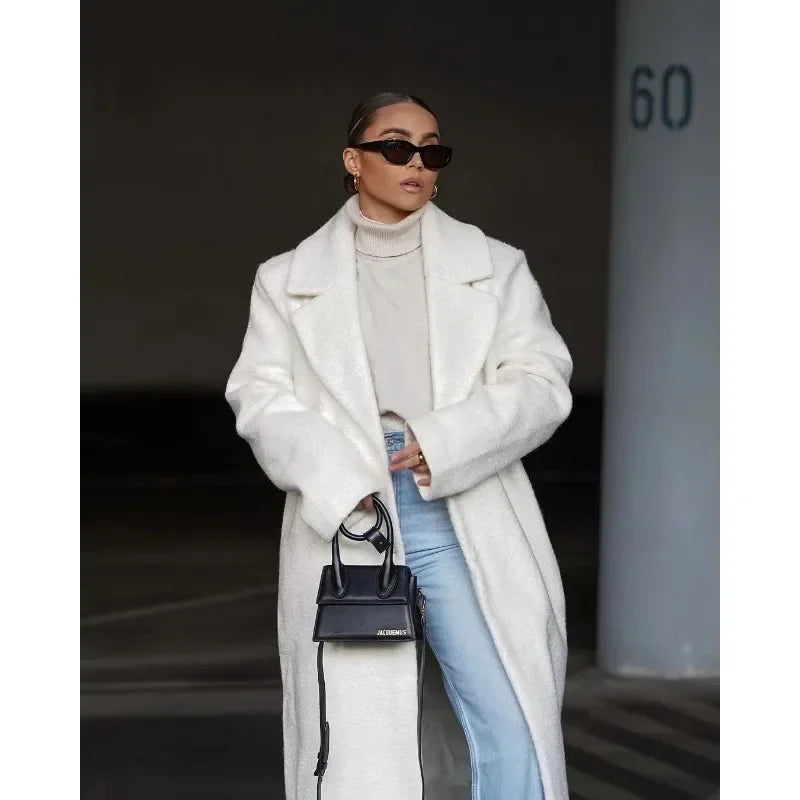 Adaline | Women’s Classic Lapel Long Wool-Effect Coat