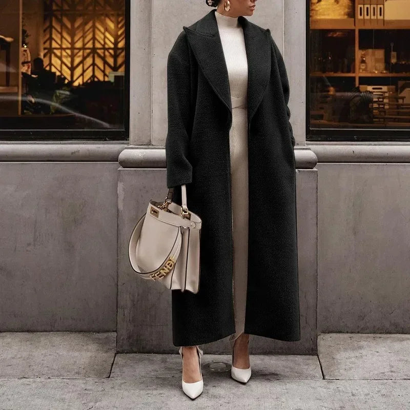 Adaline | Women’s Classic Lapel Long Wool-Effect Coat