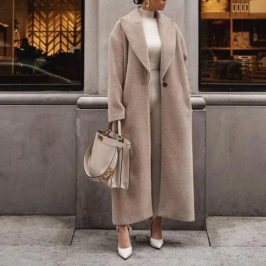 Adaline | Women’s Classic Lapel Long Wool-Effect Coat