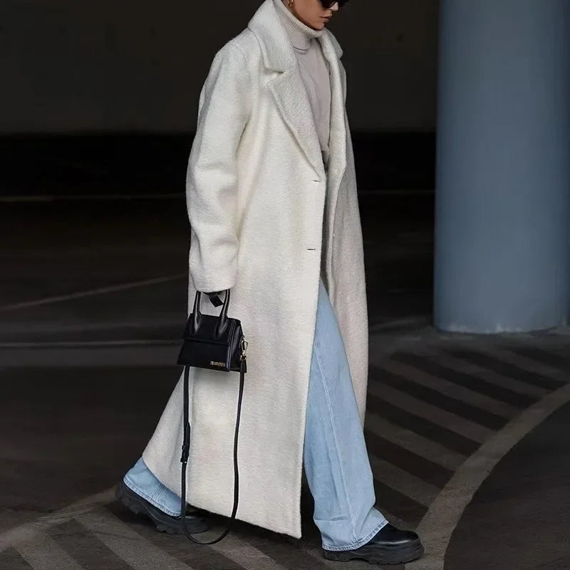 Adaline | Women’s Classic Lapel Long Wool-Effect Coat
