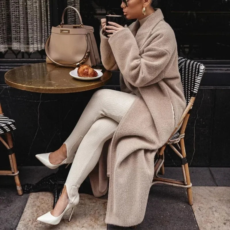 Adaline | Women’s Classic Lapel Long Wool-Effect Coat