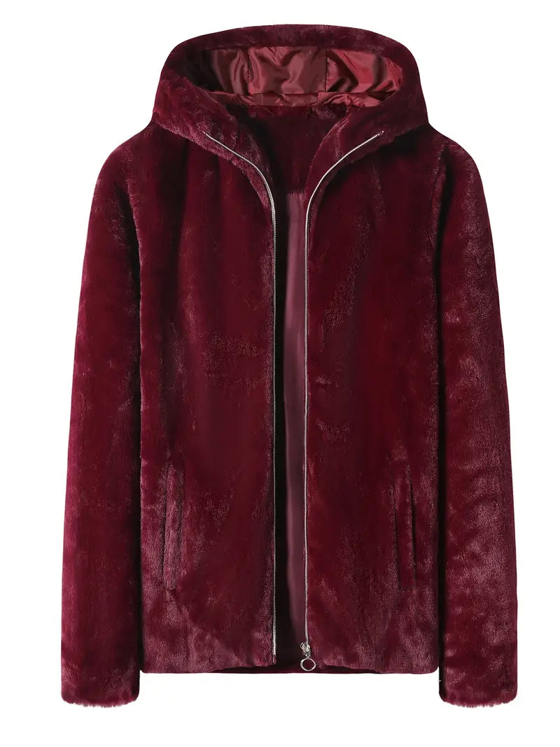 Ian | Men's Velvet Zip-Up Hoodie – Soft & Comfortable Winter Coat