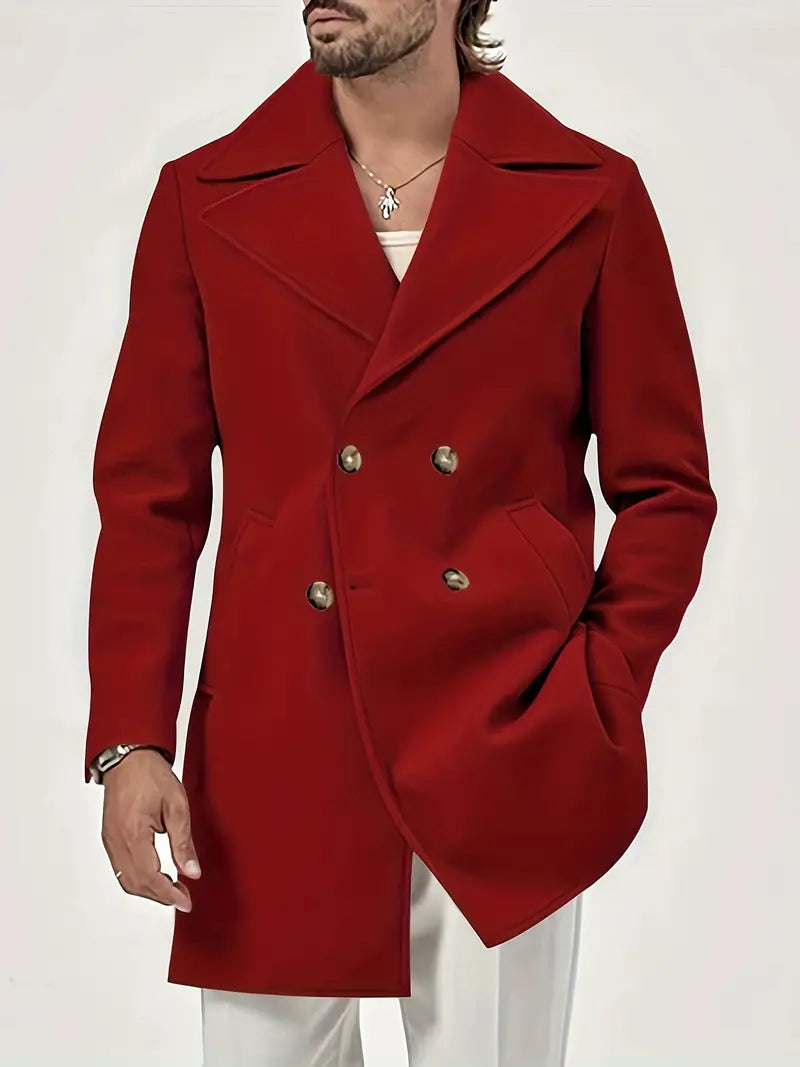 Hanno | Men's Double-Breasted Coat with Reversed Collar – Classic Elegance for Every Occasion