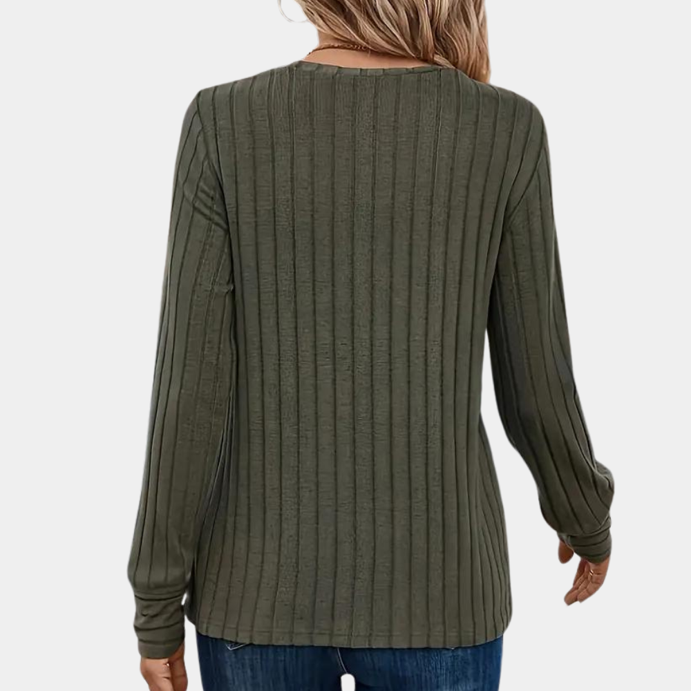 Aurelia | Women's Solid Colour Ribbed Round-Neck Sweater