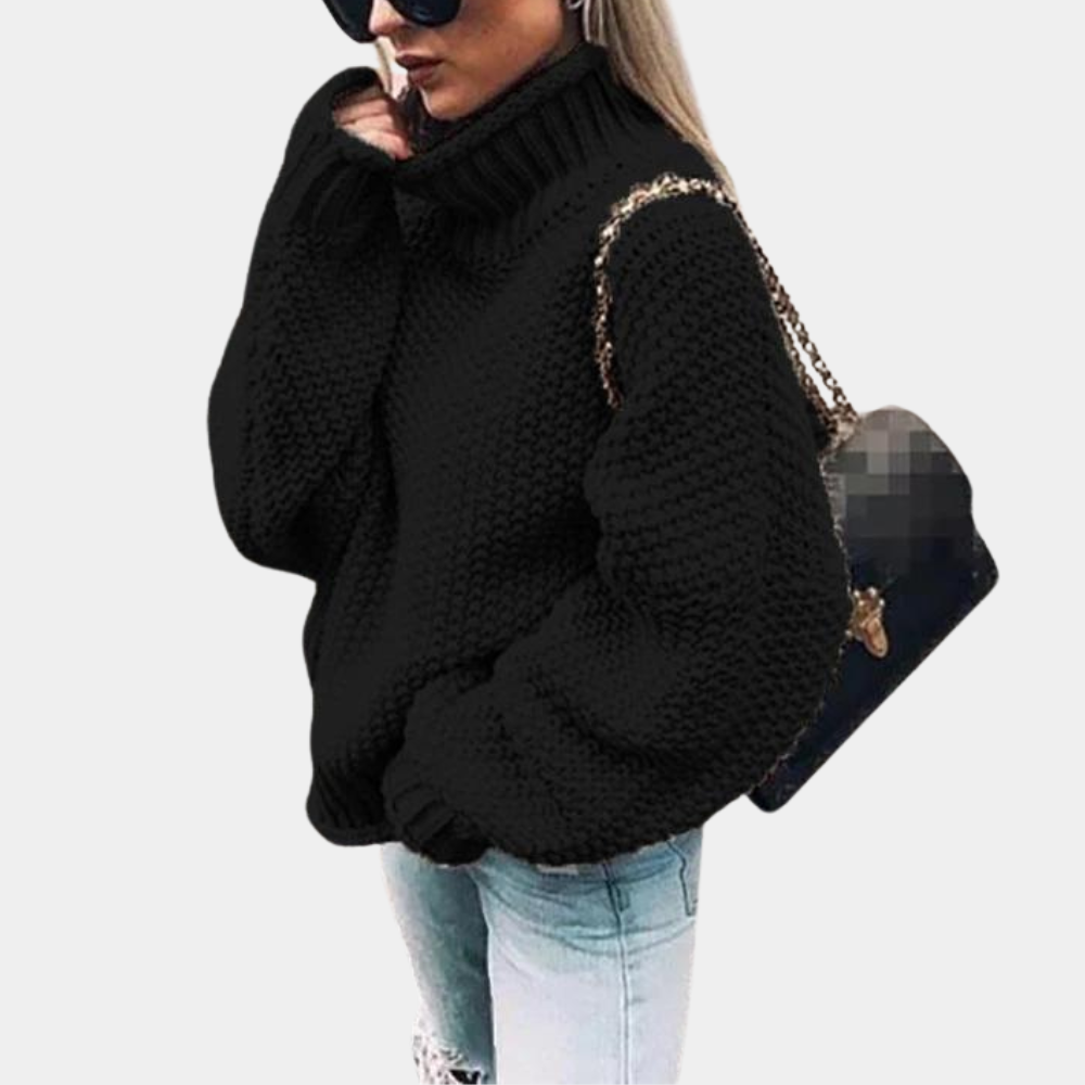 Malena | Women's Relaxed Fit Roll Neck Knitted Sweater – Winter Comfort and Style