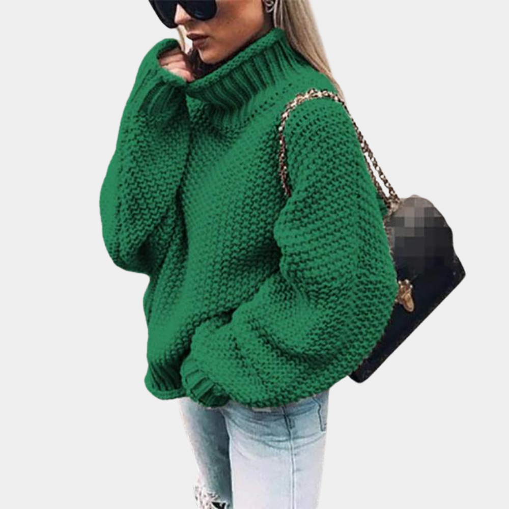 Malena | Women's Relaxed Fit Roll Neck Knitted Sweater – Winter Comfort and Style