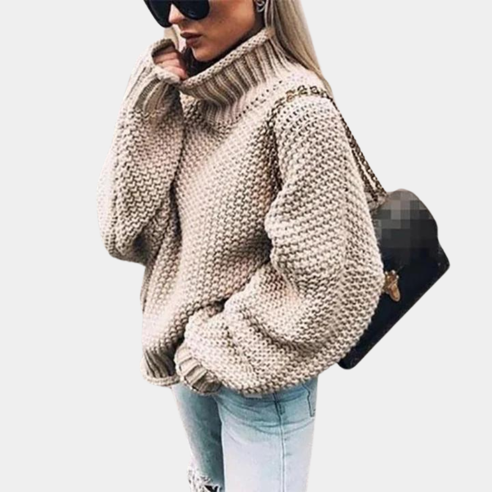 Malena | Women's Relaxed Fit Roll Neck Knitted Sweater – Winter Comfort and Style