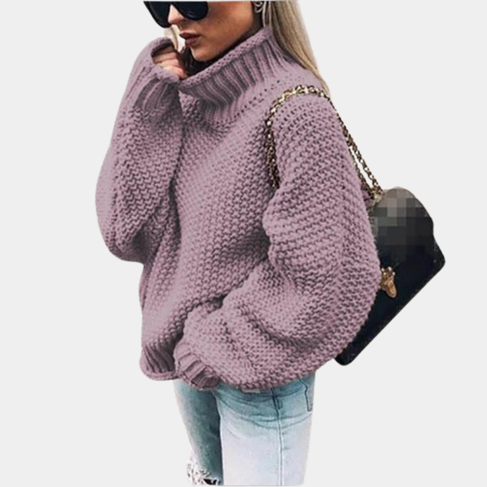 Malena | Women's Relaxed Fit Roll Neck Knitted Sweater – Winter Comfort and Style