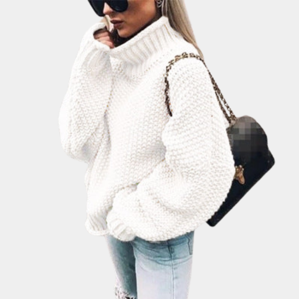 Malena | Women's Relaxed Fit Roll Neck Knitted Sweater – Winter Comfort and Style