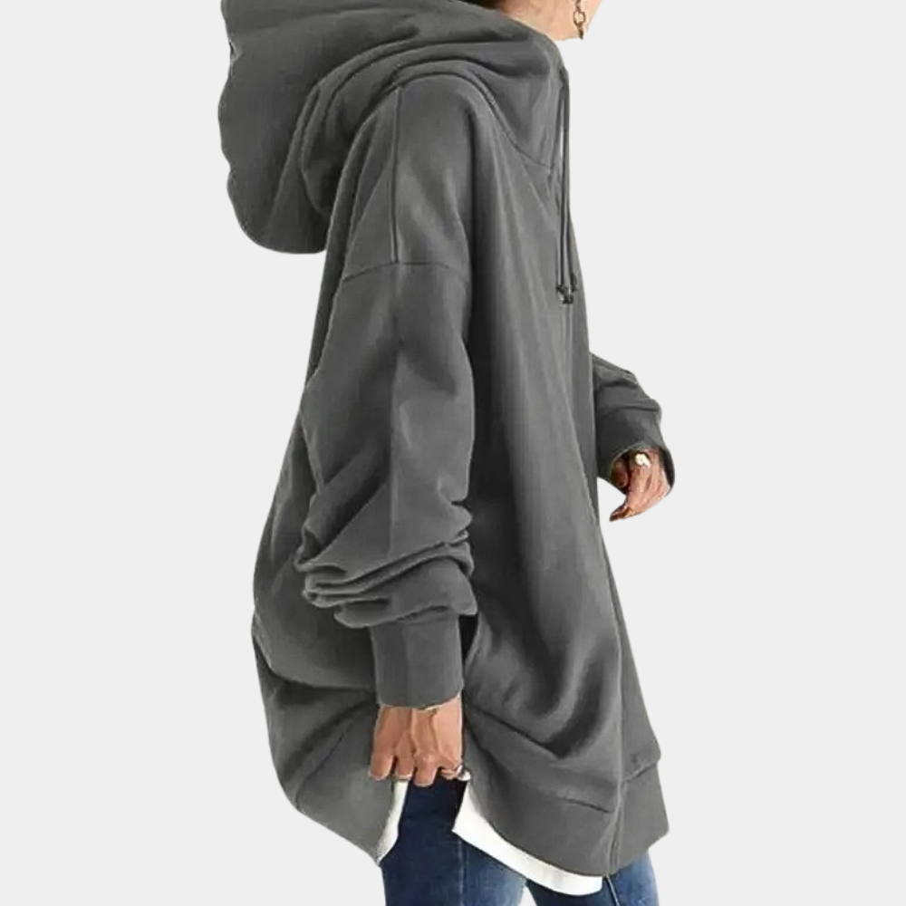 Barbara | Women's Solid Colour Full-Zip Stand Collar Jacket with Drawstring Hood