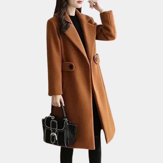 Ashlyn | Women's Elegant Long Coat with Lapel Collar