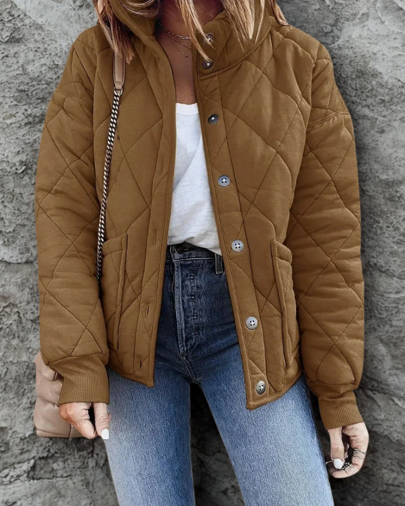 Daphne | Women's Cropped Puffer Jacket – Padded with Stand-Up Collar & Adjustable Hem