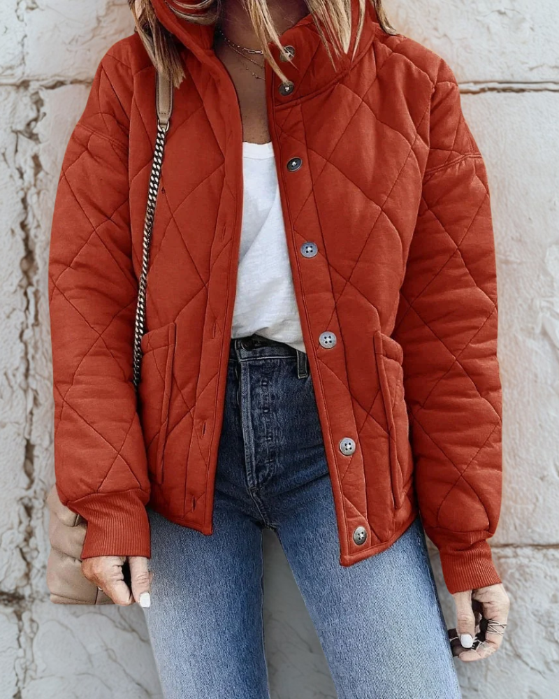 Daphne | Women's Cropped Puffer Jacket – Padded with Stand-Up Collar & Adjustable Hem