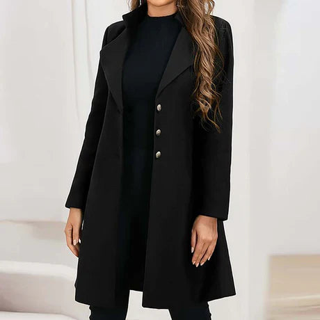 Gillian | Women’s Slim Fit Mid-Length Wool Coat with Lapel Collar