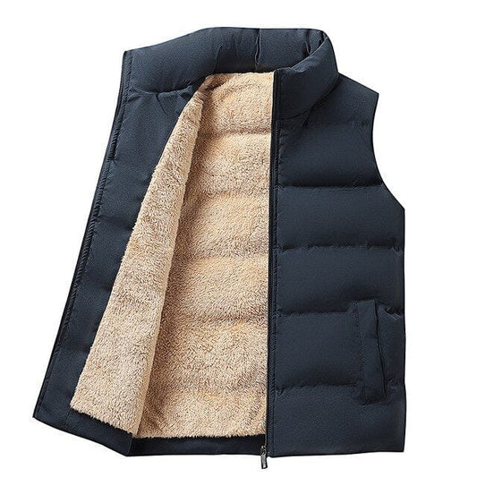 Caleb | Men’s Outdoor Vest with Stand-Up Collar – Full Zip Gilet with Warm Fleece Inner Lining