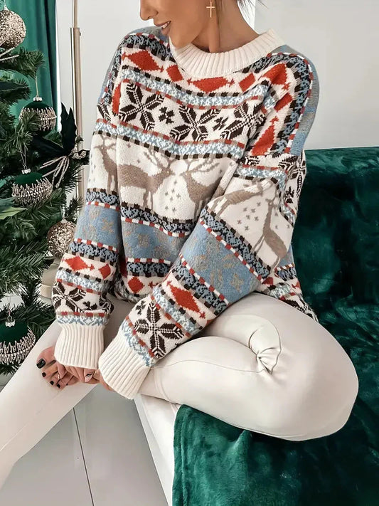 Beatrix | Women's Oversized Christmas Jumper with Crew Neck - Perfect for the Holidays